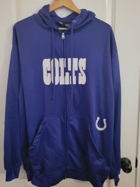 Colts Blue Full‑Zip Hoodie with Horseshoe Logo